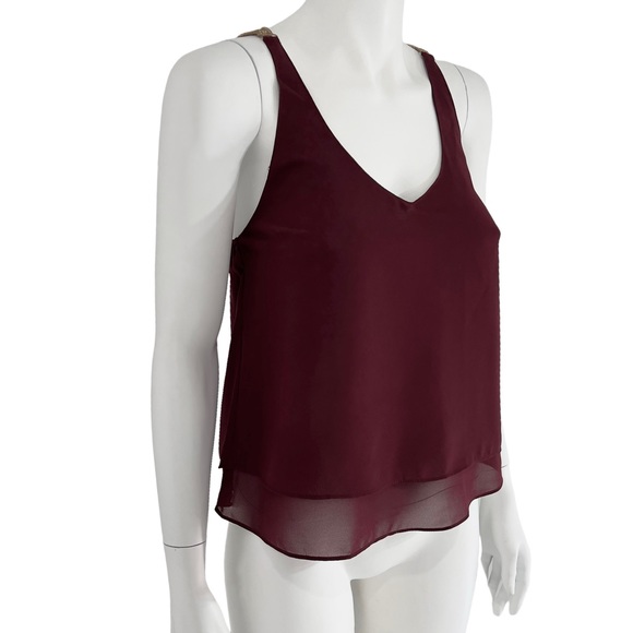 CHARLOTTE RUSSE Burgundy Double Layer Tank Top with Chain Back Straps size XS - Picture 2 of 14